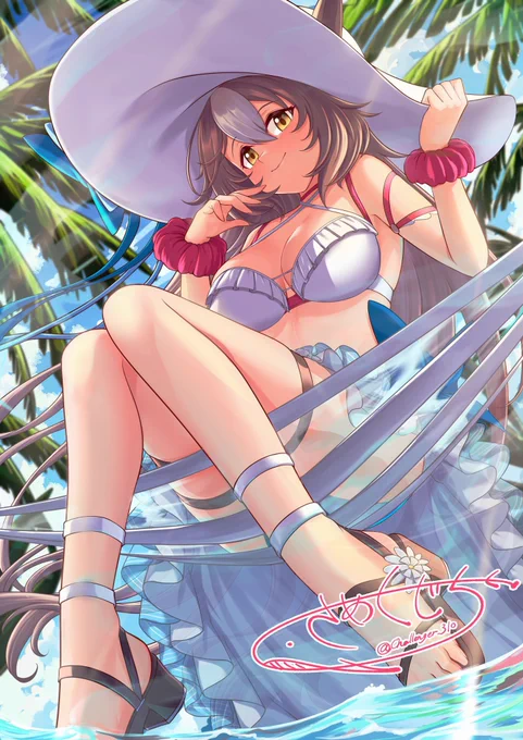 水着ゼファーまとめ 手癖の自我が出てる左と 公式に意図して寄せた右