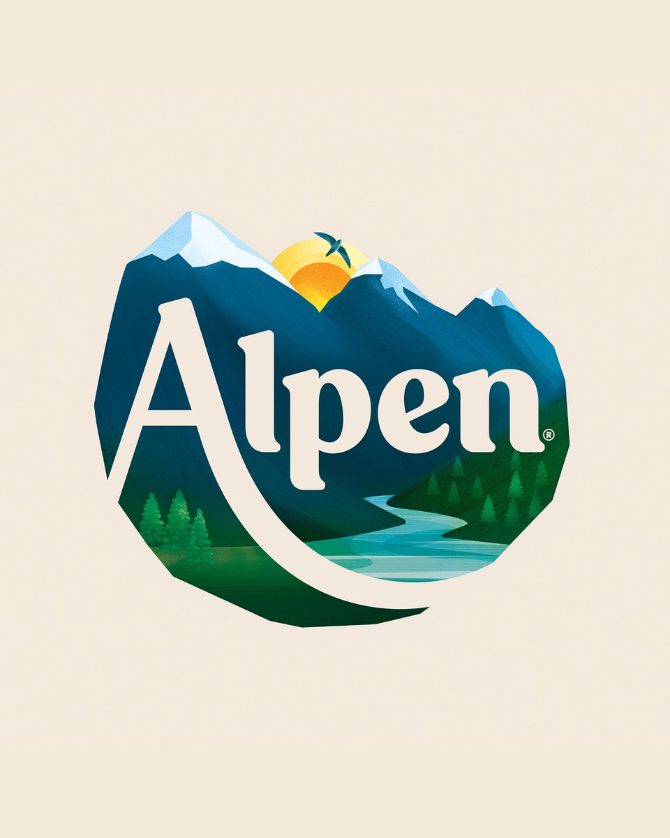 Handsome_Frank's tweet photo. Alpen, the UK’s beloved muesli brand, gets a stunning makeover thanks to illustrator @kerinjo and creative agency @BrandOpus.

Lush Alpine landscapes, rivers and sunrise glows bring a sense of adventure to your breakfast bowl.

https://t.co/zVppdmOr7U https://t.co/fjjJsei3VL