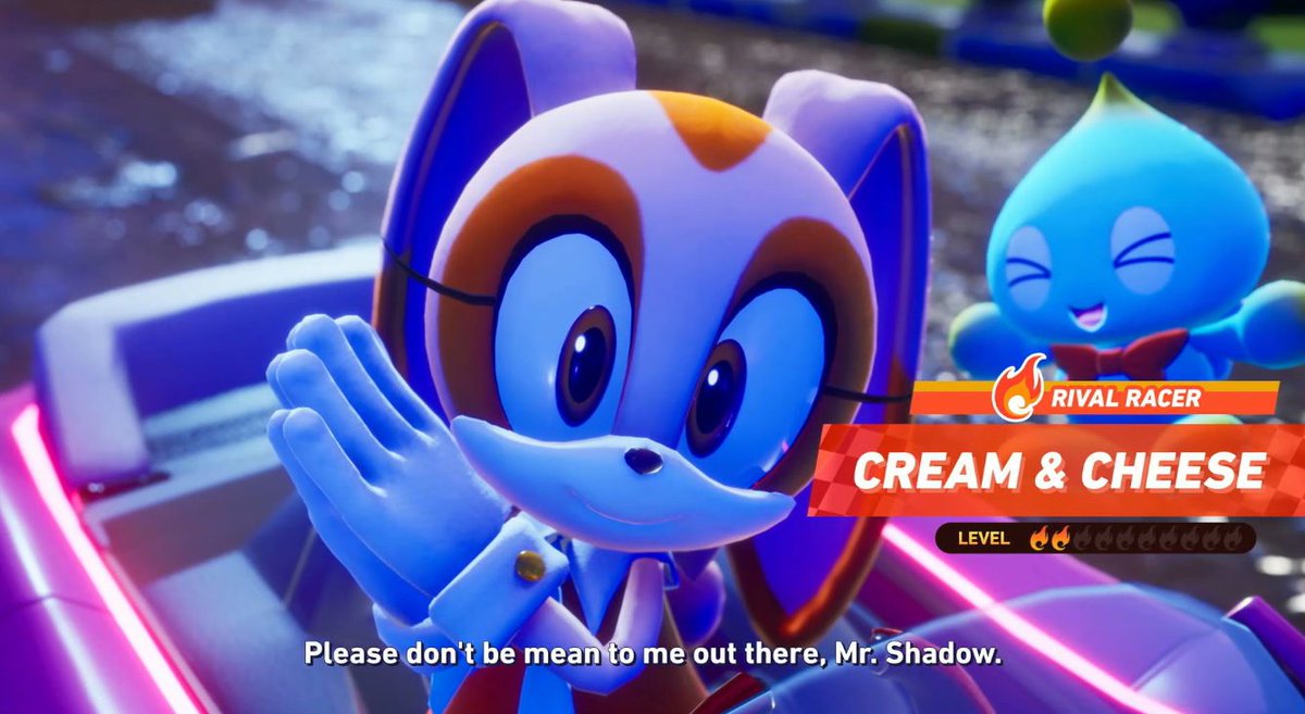 soniccitynet's tweet image. ☁️🐰 Shadow gives Cream a stern pep talk as they face off in Luminous Forest from #SonicForces!

#SonicNews | #SonicRacingCrossWorlds