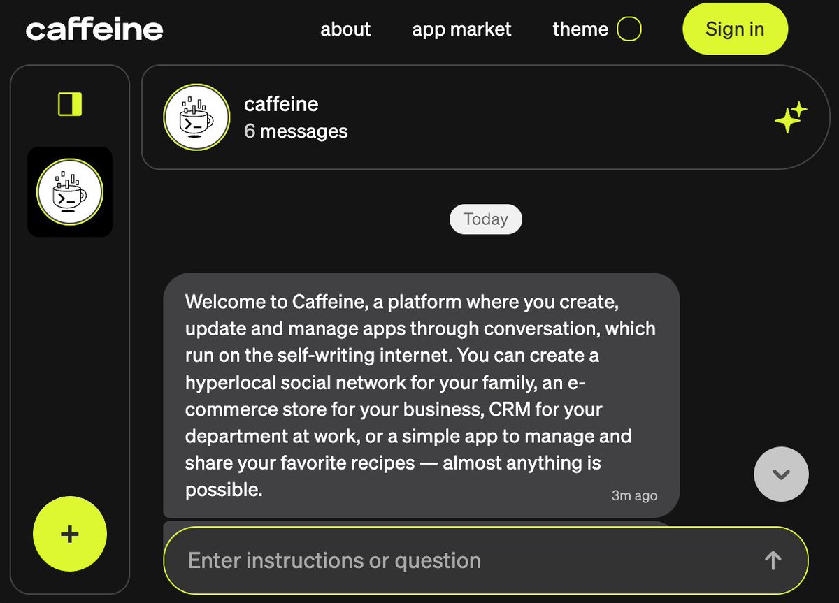 💥 👉 caffeine.ai (chat) is AVAILABLE TO EVERYONE 🔥🔥🔥

$ICP <a href="/caffeineai/">caffeine</a>