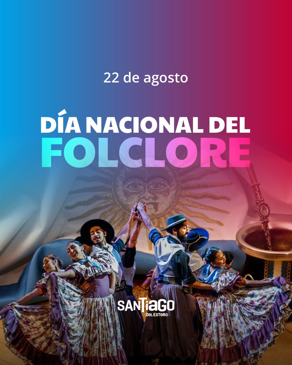 Día Nacional del Folclore 

El 22 de agosto se celebra en Argentina y el mundo el día del #folclore, término que remite a la música, a la #cultura, a la identidad de los pueblos. 

¡Enviamos un saludo a todos los folcloristas santiagueños! ❤️