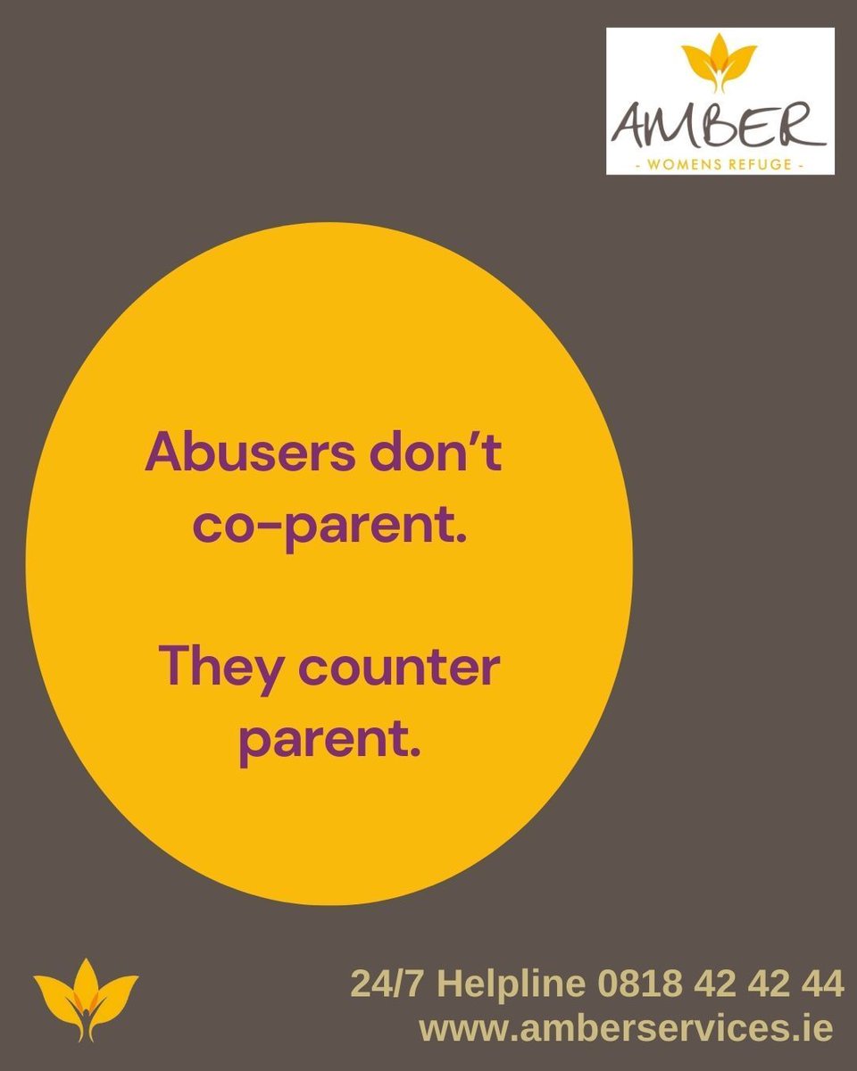AmberRefuge's tweet image. You can NOT call yourself a good parent while at the same time controlling, manipulating, harassing and abusing their parent.  

Learn more about Post Separation Abuse and how to get help here ⬇
amberservices.ie/is-it-abuse/ty… 

#PostSeparationAbuse #AbusiveParent