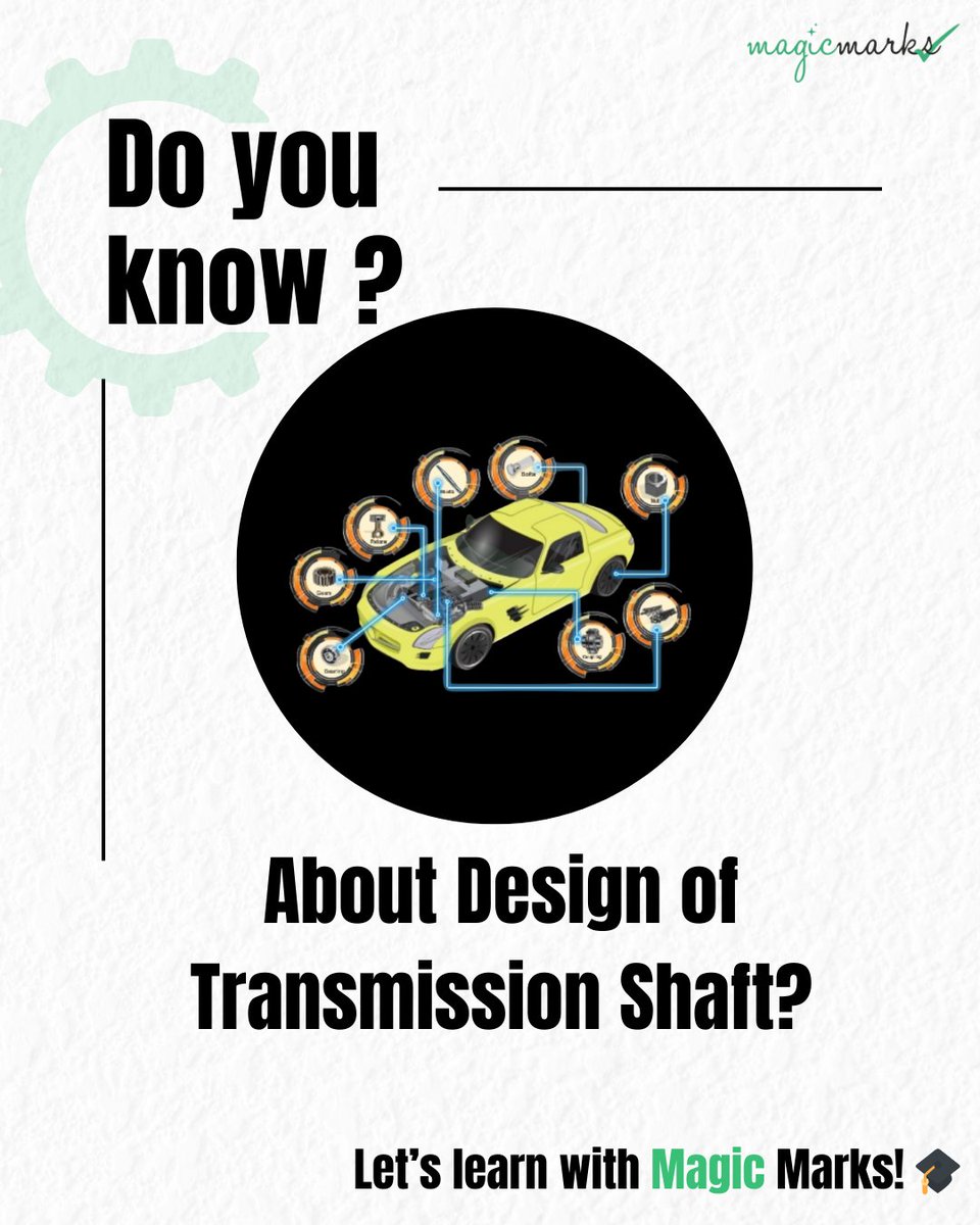 magicmrks's tweet image. ⚙️ Do you know about the Design of Transmission Shaft? 

📚 Learn the complete concept with detailed video lectures on Magic Marks. 

🔗 Enroll Now: magicmarks.in/product/machin… #MagicMarks #MachineDesign #TransmissionShaft #EngineeringVideoLectures #EngineeringStudents