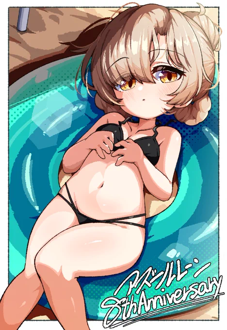 アズールレーン8周年おめでとうございます 暑いので今年も水着シェフィールド描きました #アズレン8周年アート