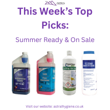 AstralHygiene's tweet photo. This Week’s Top Picks - https://t.co/aVtfJUTh2F

Take a look at our top-performing products, perfect for summer cleaning, events, and everyday hygiene - On sale now! https://t.co/1HvYu5BIrN