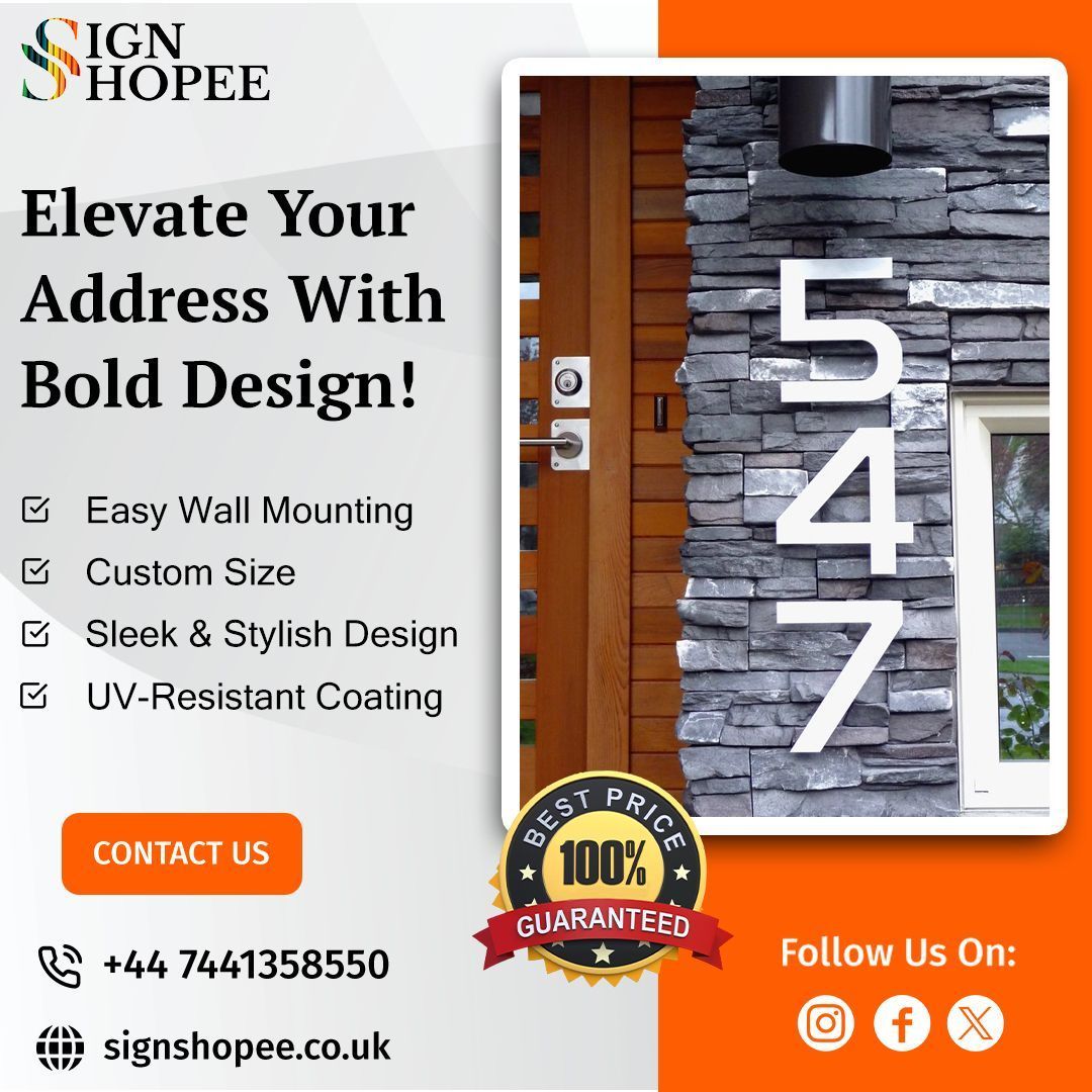 SignShopeeuk's tweet image. Make your home stand out with bold and #ModernHouseNumbers from #SignShopee! 🏡✨

📞 +44 7441358550
🌐 signshopee.co.uk

#HomeDecor #HomeImprovement #InteriorDesign #ModernHomes #CurbAppeal #SleekDesign #StylishAddress #UKHomes #ExteriorDesign #HomeStyle #CustomSigns