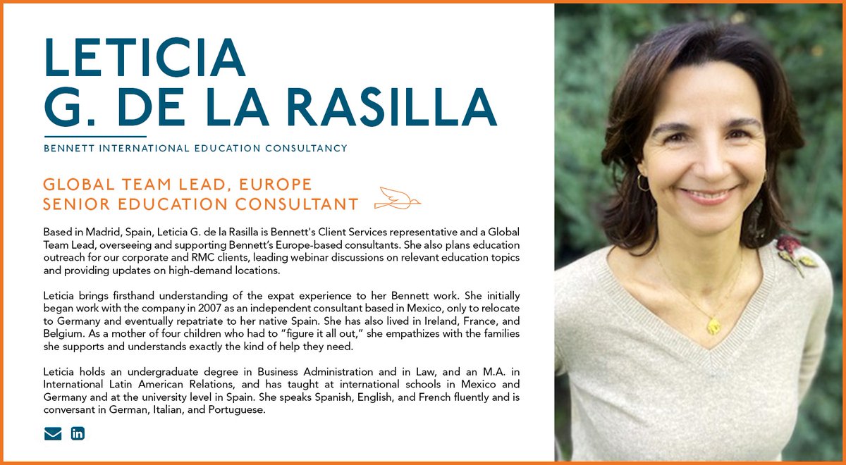 BennettIEC's tweet photo. Meet Leticia —our globally experienced consultant who brings 15+ years of expertise and the wisdom of a mother of four to every family she guides! 🌍

#TeamSpotlight #BennettFamily #EducationConsulting #InternationalEducation #GlobalExpertise #MeetTheTeam #ExpatSupport https://t.co/KuSA1UQ5Hm