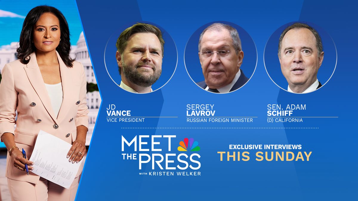 THIS SUNDAY on <a href="/MeetThePress/">Meet the Press</a> with <a href="/kwelkernbc/">Kristen Welker</a>, exclusive interviews with:

➡️ Vice President <a href="/JDVance/">JD Vance</a> 

➡️ Russian Foreign Minister Sergey Lavrov

➡️<a href="/SenAdamSchiff/">Adam Schiff</a> (D-Calif.)