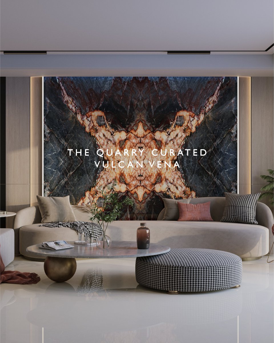 TheQuarryCast's tweet image. The Quarry curated Vulcan Vena is a powerful quartzite that brings volcanic intensity into sophisticated spaces. Its dark grey base flows with crystalline rivulets of amber, white and smoke-grey, appearing like magma frozen in time.

Sculpted to a mirror-like magnificence in The…
