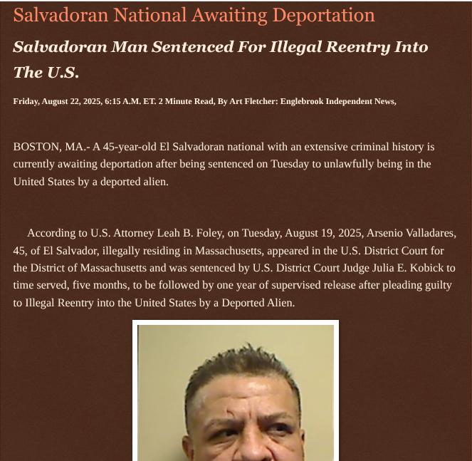 ArtFletcher9's tweet photo. Salvadoran National Awaiting Deportation https://t.co/LbvolaF4Y8 via @Englebrooknews #CrimeNews #Massachusetts #Boston #Salvadoran #national #federal #prison #timeserved #illegal #reentry #deported #alien @wireless_step @HRG_Media @LodiNJNews @SugarMAGA @fordmb1 @SarahGeving1 @Shannon96574094 @Daytobehappy @janninereid1 @MichelleF_35 @gator4kb18 @TrumpWasRite @KathyKbrose @RobGerundo @JimBobW49