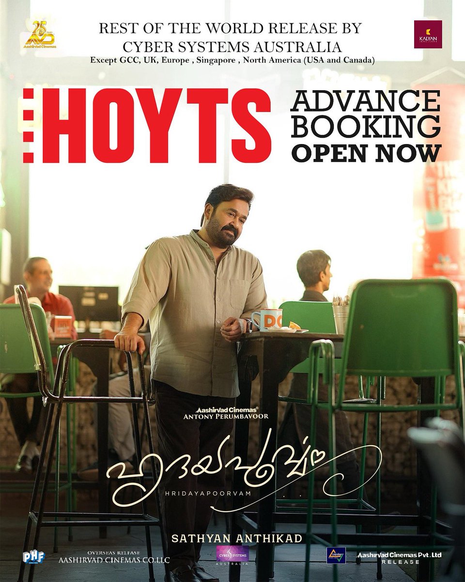 Advance booking vibes only. Hridayapoorvam at HOYTS see you at the movies.

#Hridayapoorvam #August28 #Onam2025 #tricolorentertainment #pharsfilm #CyberSystemsAustralia