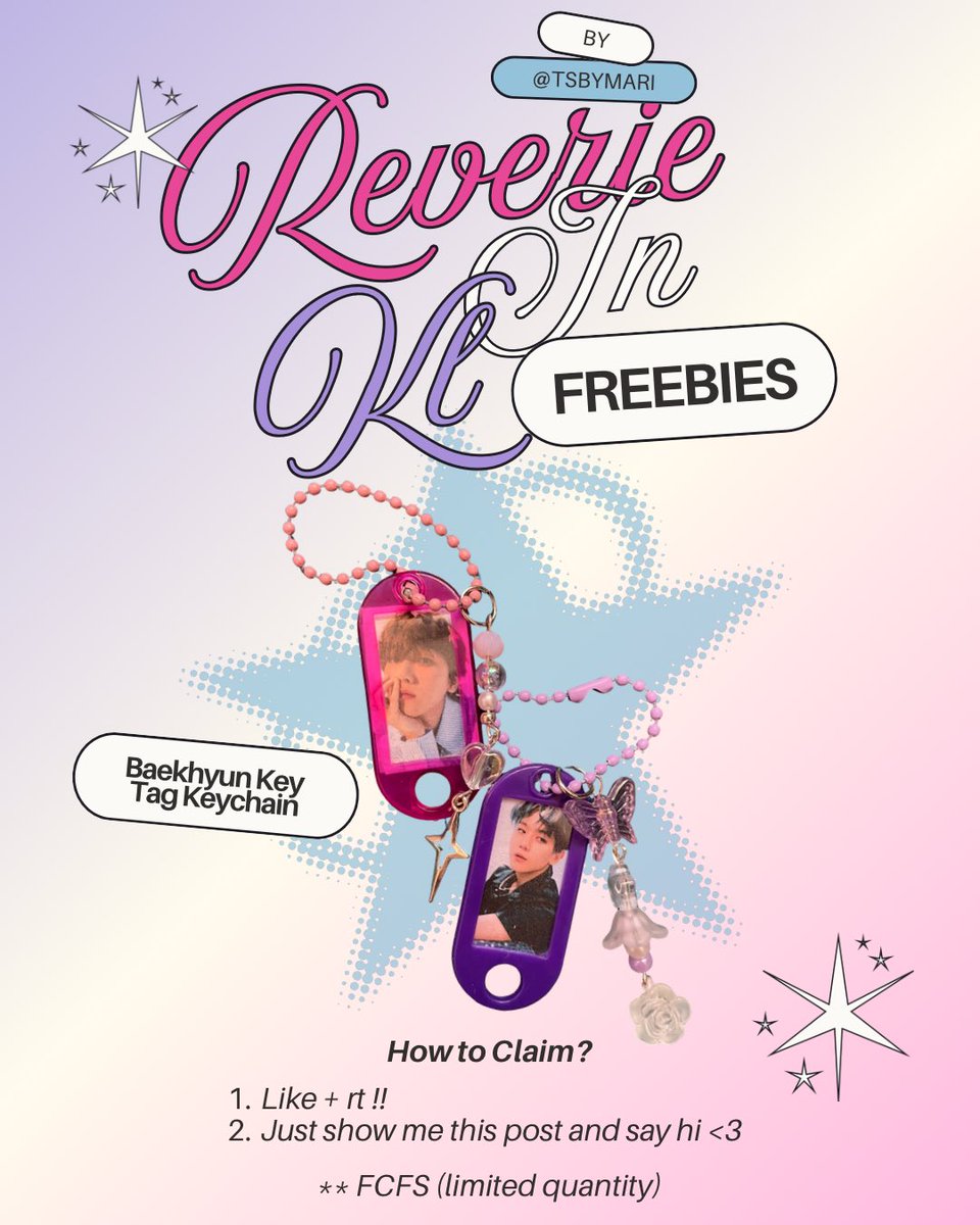 ₊˚⊹⋆ freebies for #REVERIEinKL ˙౨ৎ˚⟡˖ ࣪

🍓 like + rt
🍓 just show me this post and say hi ><
🍓 time &amp; location tba 

i only made a few of these so fcfs 🥹

#REVERIEinMY #BAEKHYUNinKL #BAEKHYUNinMY