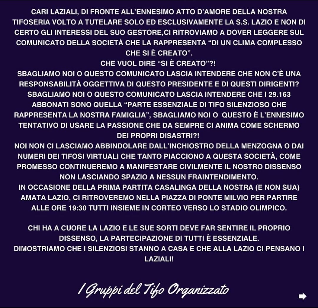 Uniti e compatti contro questa proprietà! #LiberaLaLazio #Laziali #maledettilaziali