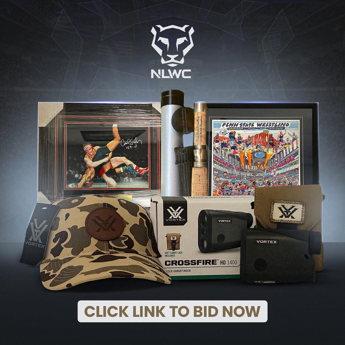 Nittany Lion WC - Annual Fundraising Auction
The Auction Ends at 3pm, Today 8/22
Chance at Some Great Items &amp; Support the NLWC
Autographs, Art, Experiences &amp; Much Much More
Check out Available Items at charityauctionstoday.com/bid/15941
<a href="/NittanyLionWC/">NLWC</a> <a href="/JakeVarner211/">Jake Varner</a> <a href="/pennstateWREST/">Penn State WRESTLING</a>