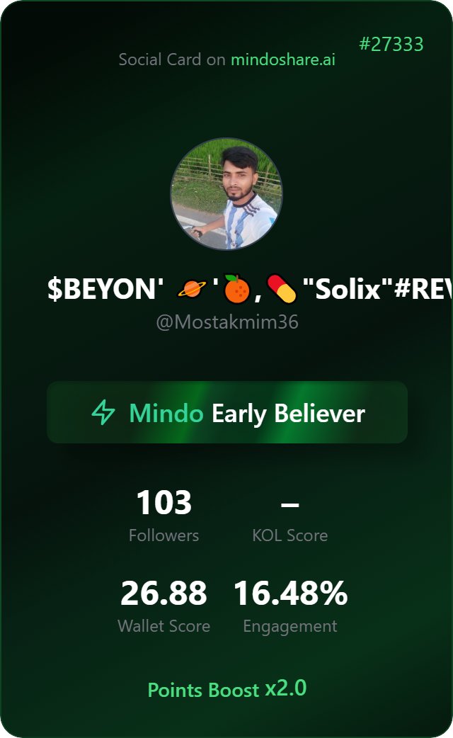 Mostakmim36's tweet photo. Mindo AI Mind sharing project  $190k prize pool  ⭕Join link:- https://t.co/dnL1KxWDdj -Click Link -Connect Twitter  -Connect Metamask  -Post &amp; use hashTag
@mindoAi

16
Twitter for Kol Score  Now hype in Twitter Mindshare project with AI https://t.co/TVPloKmP9r
