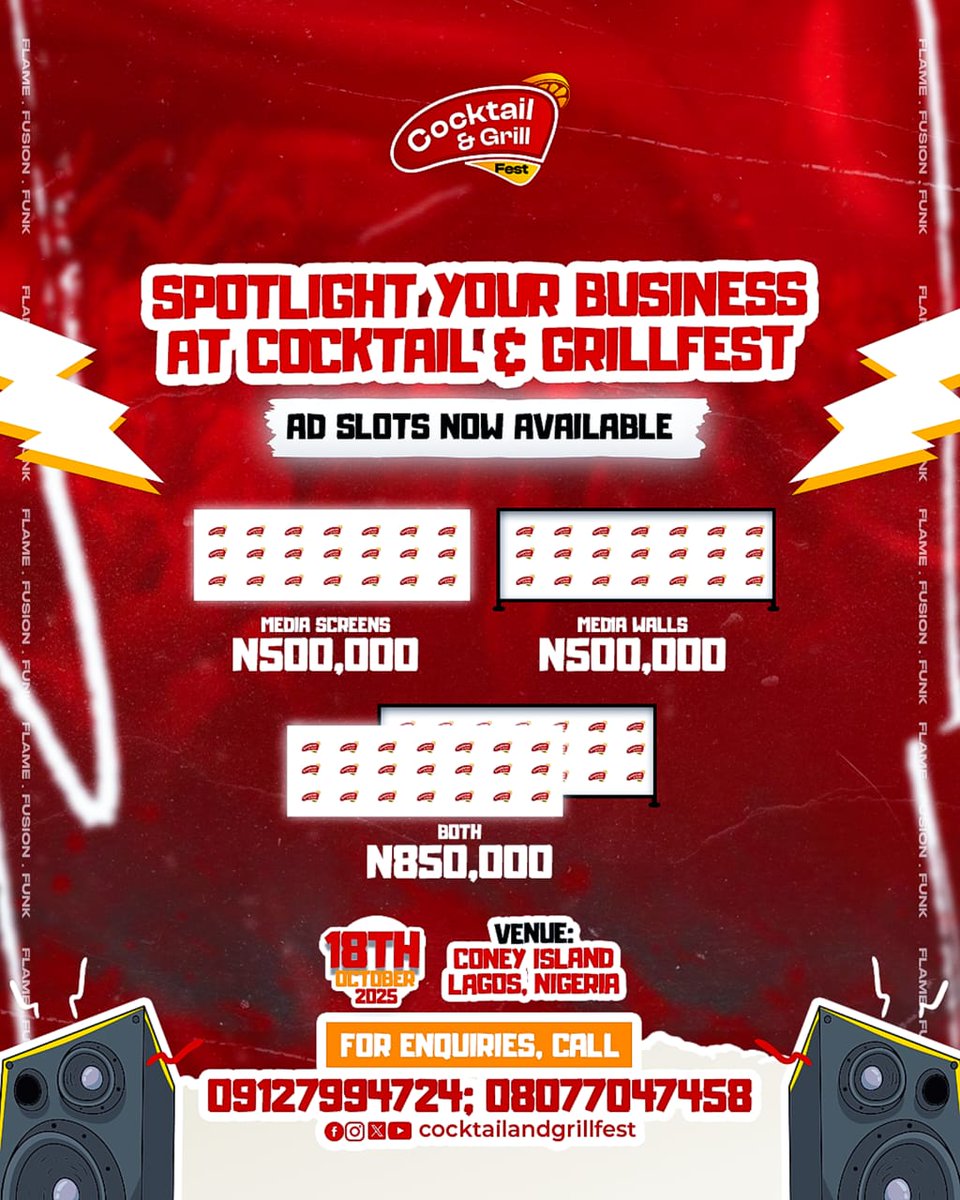 CockGrillFest's tweet photo. Spotlight Your Brand at C&amp;G Fest 2025!

Whether you’re a brand, product, or service, this is your opportunity to gain massive visibility at one of the most talked-about events of the year.

Don’t just attend, be seen, be remembered, be everywhere! 

#cocktailandgrillfest https://t.co/mo4TenSflU