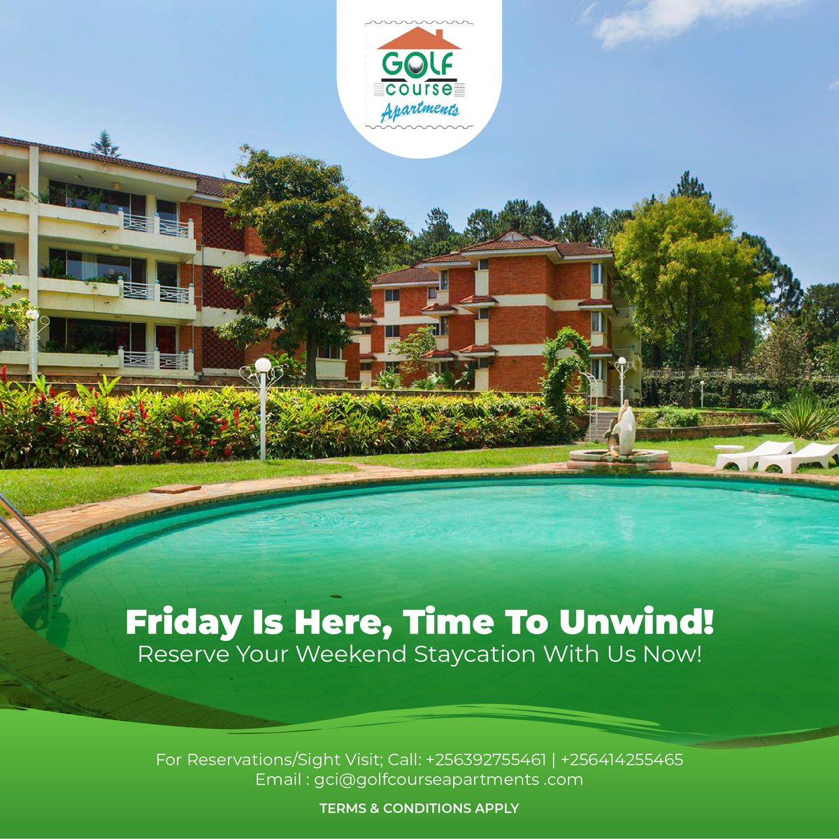 GolfCourseApart's tweet image. Thank Goodness It's Friday!🎉 
Join us for your ultimate Weekend Staycation.

Call: +256392755461 | Email : gci@golfcourseapartments .com

#Golfcourse #Homes #Apartments #Airbnb #Kampala #accomodation #weekend #staycation #TGIF