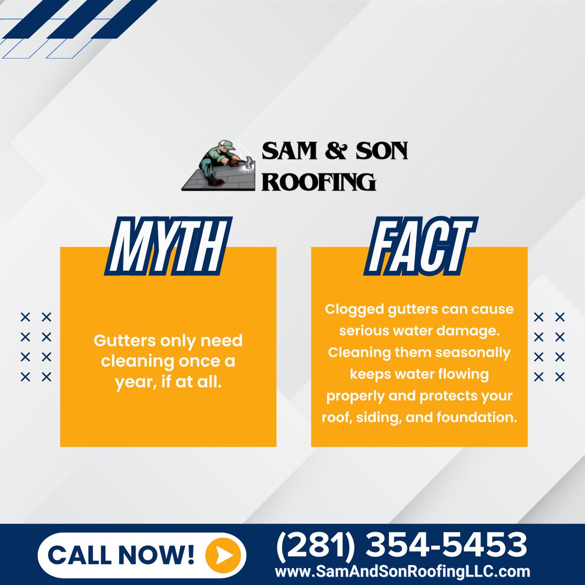 SamSonRoofing's tweet image. Overflowing gutters can lead to roof leaks, siding damage, and even foundation issues. 🌧️ Call (281) 354-5453 to book a pro inspection with an affordable gutter contractor Houston TX before the next downpour. #GutterCareMatters #HoustonGutterExperts #SamAndSonRoofing