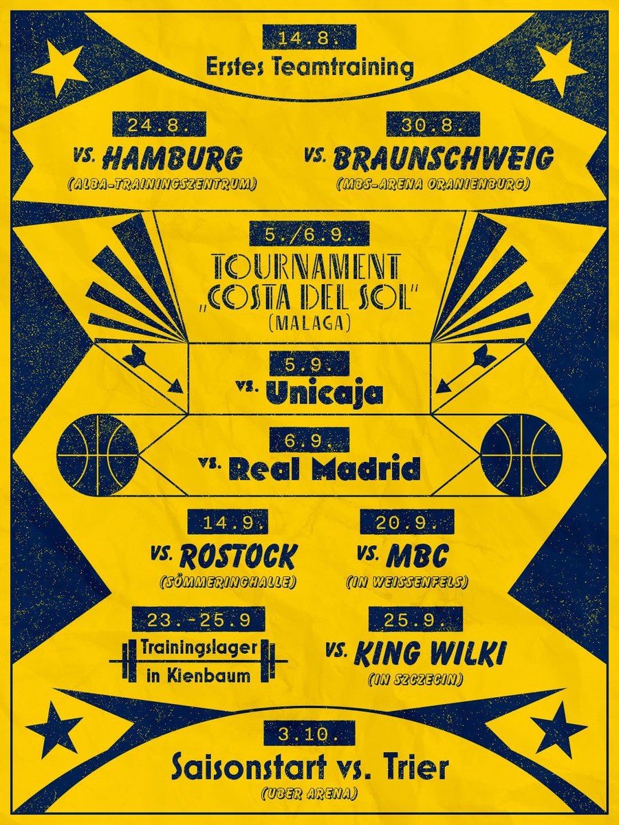 𝐏𝐫𝐞𝐬𝐞𝐚𝐬𝐨𝐧 𝐓𝐨𝐮𝐫 𝐞𝐱𝐭𝐞𝐧𝐝𝐞𝐝

Zwei weitere Tour-Stops bevor wir am 3.10. in die neue Saison starten: Vom 23. bis 25.9. fahren wir ins Trainingslager nach Kienbaum. Von dort aus geht‘s direkt ins polnische Szczecin – zum letzten Testspiel gegen <a href="/KingWilki/">KingWilki</a>! 👊