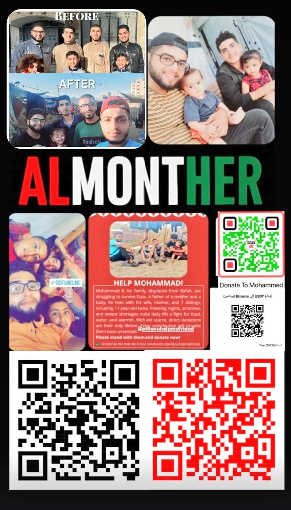MoHammedArJa2's tweet image. 🇵🇸✌️

every donation – no matter how small – is a lifeline for a family, a piece of bread for a child, and medicine for the sick.

🌐 Direct donation links:

🔗 GoFundMe: gofund.me/c99af055

🔗 Chuffed: chuffed.org/project/141329…

💰 Binance USDT:…