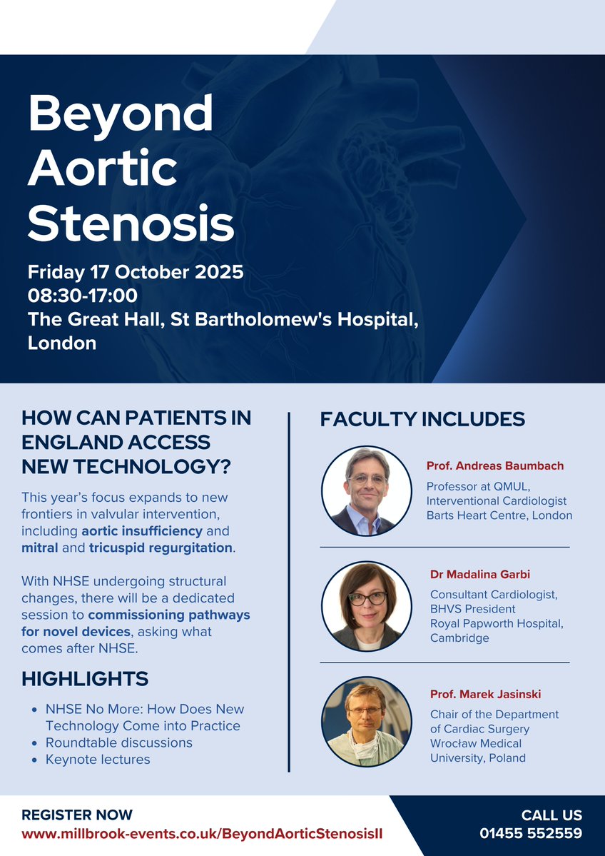 Barts Interventional Group (B.I.G.) (@bartsintervgrp) on Twitter photo Save the Date! <a href="/BartsIntervGrp/">Barts Interventional Group (B.I.G.)</a> & <a href="/MillbrookMed/">Millbrook Medical Conferences</a> are pleased to present Beyond Aortic Stenosis II in the Great Hall at St. Bartholomew's Hospital.
Excellent programme led by <a href="/baumbach_a/">ABaumbach</a> Save the Date! <a href="/BartsIntervGrp/">Barts Interventional Group (B.I.G.)</a> & <a href="/MillbrookMed/">Millbrook Medical Conferences</a> are pleased to present Beyond Aortic Stenosis II in the Great Hall at St. Bartholomew's Hospital.
Excellent programme led by <a href="/baumbach_a/">ABaumbach</a>
