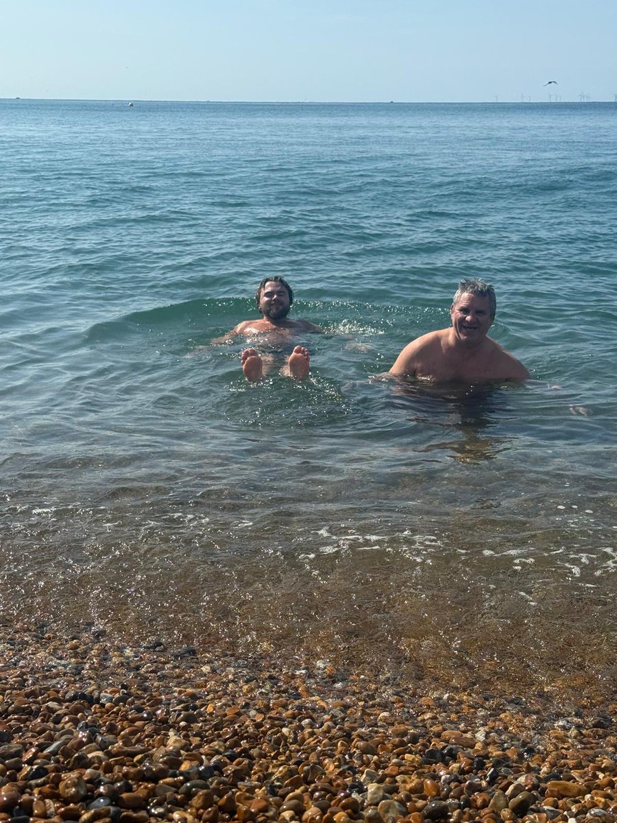 Number 1 child Dominic visiting from London. A wee swim in Brighton was what needed to start the day. 🏊#brightonmodweekender 🛵🛵