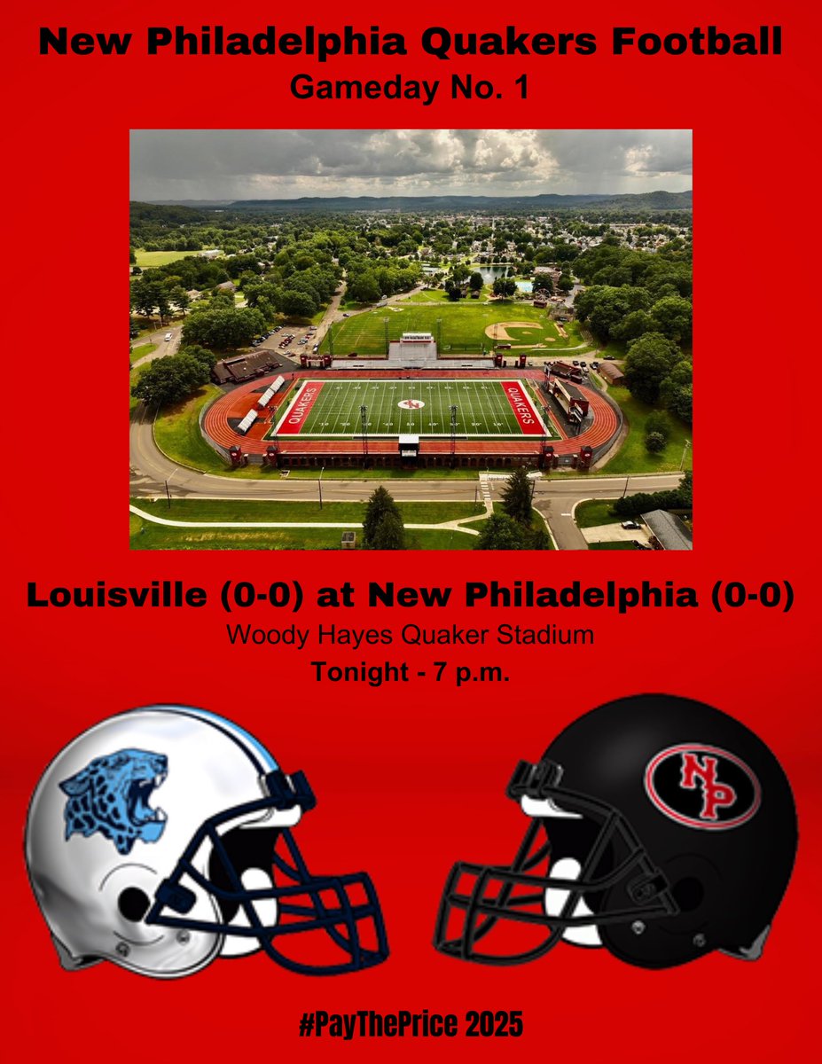 PhilaFootball's tweet photo. It’s time …. It’s GAMEDAY and the 2025 season has arrived! @PhilaFootball opens the regular season tonight by hosting @LouisvilleLepFB at Woody Hayes Quaker Stadium. Let’s pack the stands, get loud and be the “12th Man” for these Quakers! See you TONIGHT! #GoQuakers #PayThePrice https://t.co/Gfd1vKozrw
