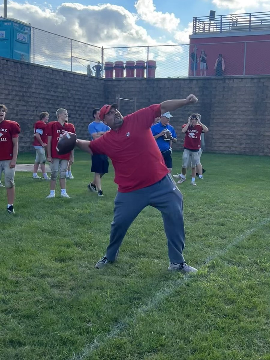 The <a href="/StCroixLutheran/">St. Croix Lutheran</a> 🏈 dads came out to watch practice last night then competed against the boys at the end. Thankful for our Christian fathers and role models! 60% #DayByDay