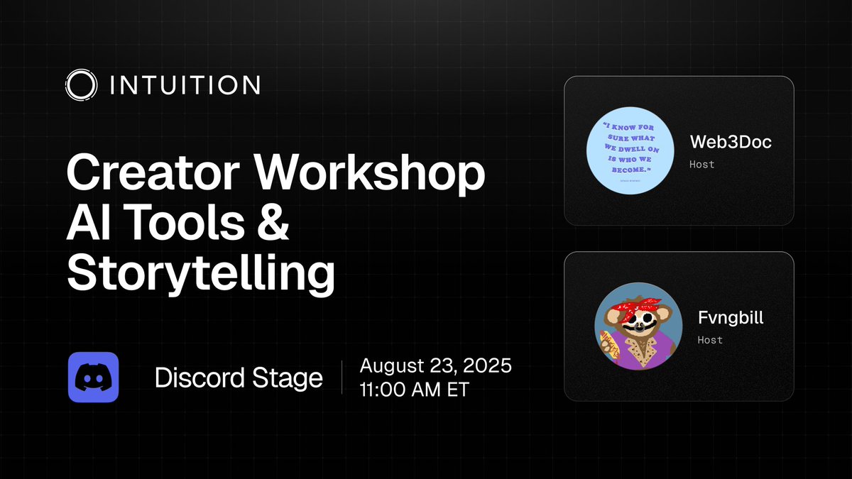 Intuition ๐๏ธ (@0xintuition) on Twitter photo Join us and <a href="/d_web3doc/">Dr. Chibby ๐ฉบ๐๏ธ</a> this Saturday for an interactive session on how to turn simple ideas into engaging Web3 content!
You can get a taste of @TheWeb3Doc's work in here:
x.com/d_web3doc/statโฆ
Intuits supporting Intuits.
A beautiful thing.
$TRUST
๐๏ธ Join us and <a href="/d_web3doc/">Dr. Chibby ๐ฉบ๐๏ธ</a> this Saturday for an interactive session on how to turn simple ideas into engaging Web3 content!
You can get a taste of @TheWeb3Doc's work in here:
x.com/d_web3doc/statโฆ
Intuits supporting Intuits.
A beautiful thing.
$TRUST
๐๏ธ