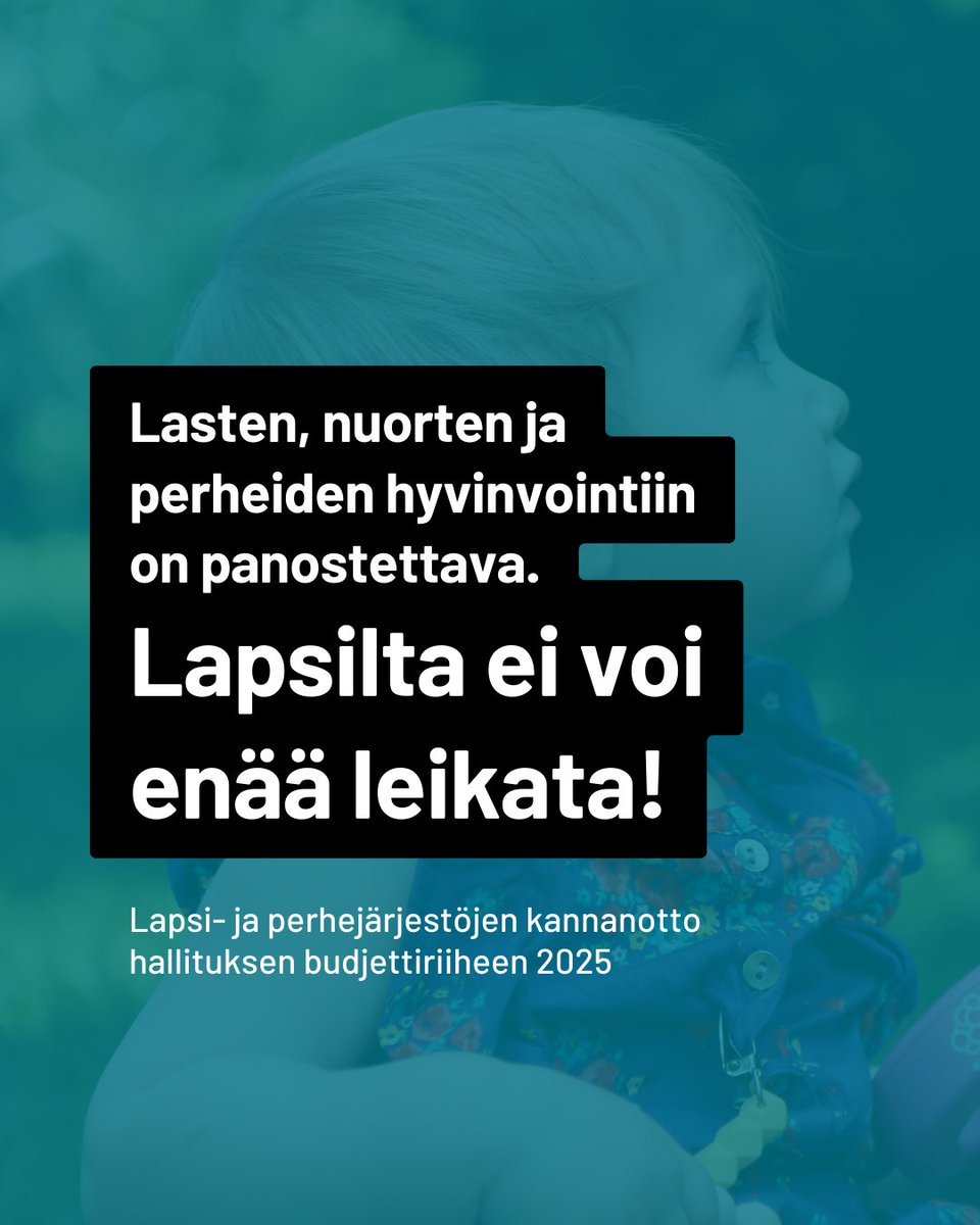 Lapsi- ja perhejärjestöt odottavat, että hallitus lunastaa hallitusohjelmaan kirjatun lupauksensa edistää lasten oikeuksien toteutumista yhteiskunnan kaikilla sektoreilla. Lapsilta ei voi enää leikata. #lapset  #LapsenOikeudet #budjettiriihi mll.fi/kannanotto-las…