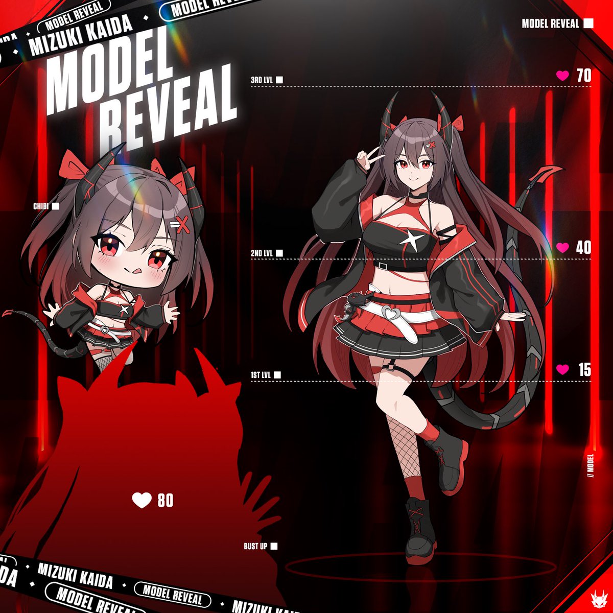 We did it!! (´°̥̥̥̥̥̥̥̥ω°̥̥̥̥̥̥̥̥｀) 🖤🎀🐉
My full design + outfit 1 is here!!

As promised, I’ll be hosting an art raffle/giveaway! Thank you all for joining me on this lil reveal and I hope you guys stay for my debut soon!! ♡ 

#envtuber #vtuber