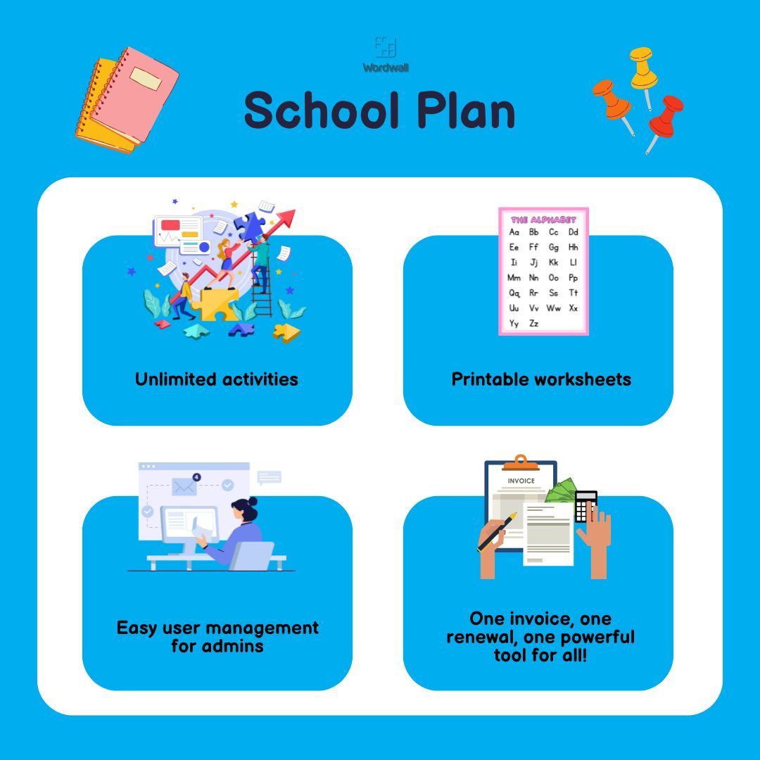 🏫✨ Unlock #Wordwall for your entire school! With a School Plan, all educators gain access to premium Wordwall features under a single, unified subscription. Discover more: wordwall.net/price-plans/sc… #EdTech #TeacherTools