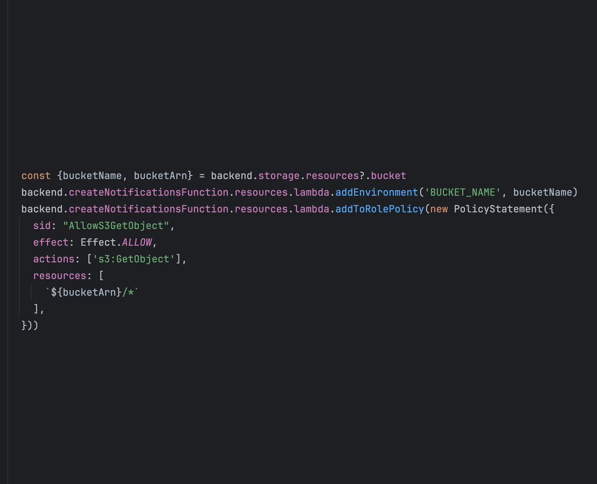 airon_tark's tweet image. Tark Labs #52: Love AWS Amplify Gen2 because of CDK code. This is how you can add the BUCKET_NAME env to your lambda from your storage 🤩  #awsamplify #awsdev #flutter #dart #mobiledev #backend