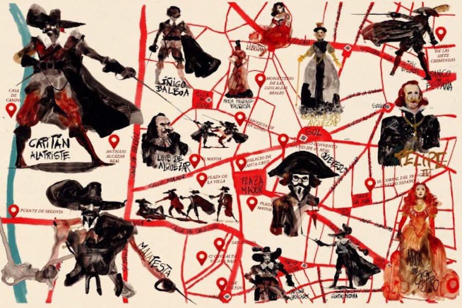 Recorre los lugares frecuentados por el famoso capitán... ⚔️ 
«Mapa cultural ilustrado El Madrid de Alatriste» de <a href="/perezreverte/">Arturo Pérez-Reverte</a> 👉 bit.ly/3ENnMrx
#Cultura #Turismo