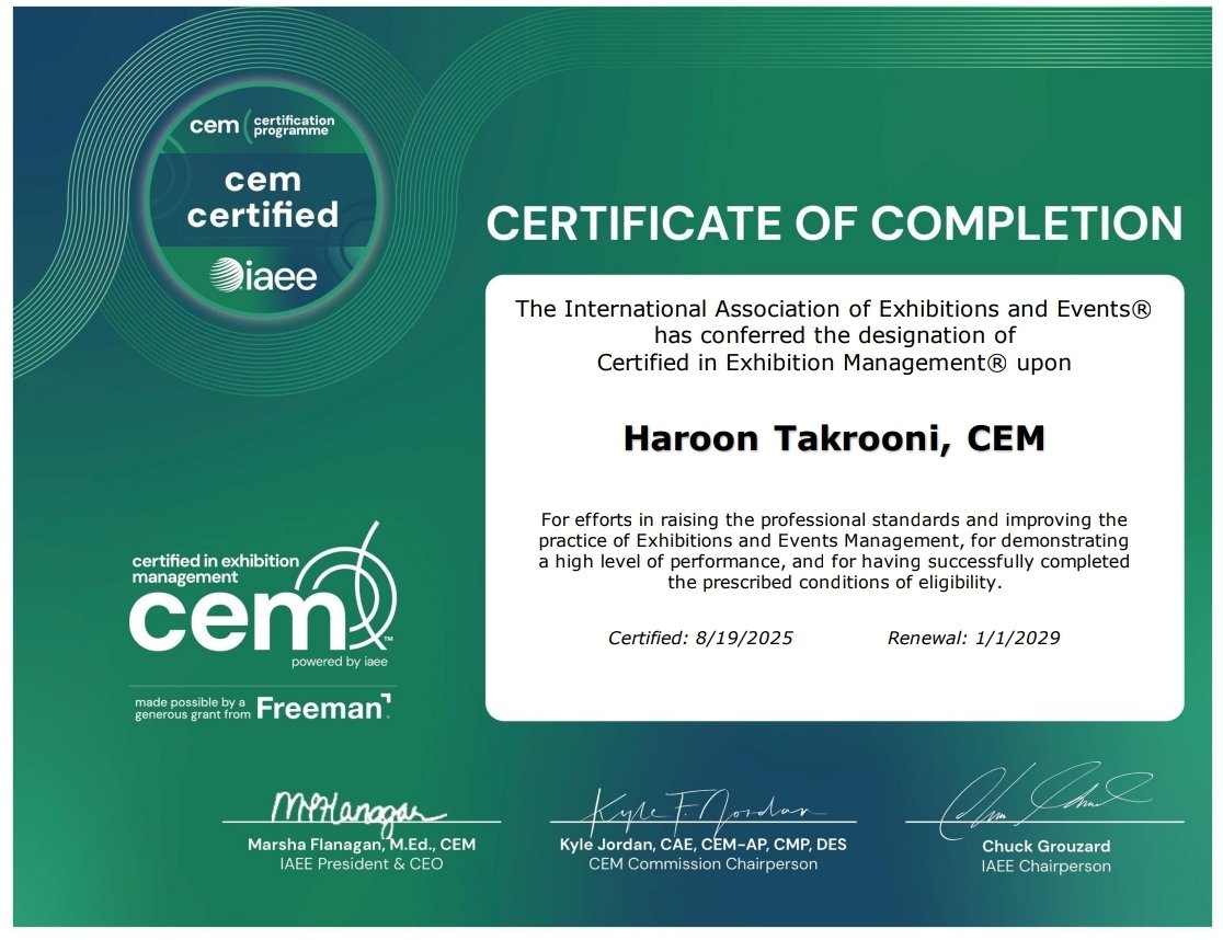haroon1515's tweet photo. بِحمد الله حصلت على الشهادة الاحترافية إدارة المعارض والفعاليات #CEM والتي تعد أحد أهم الشهادات في مجالها عالمياً.
فالشكر لله ثم لـ #هيئة_المعارض_و_المؤتمرت على دعمهم للحصول على هذه الشهادة. https://t.co/cAwAP9bA3g