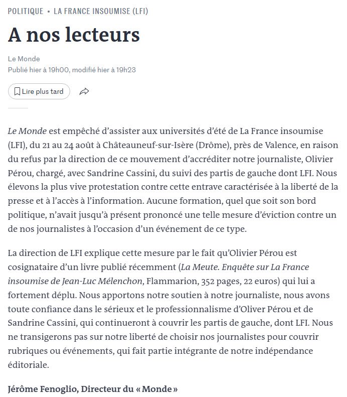 🗞️la liberté de la presse est un pilier de la démocratie.

L’avenir se prévoit avec les actes du présent. 

#libertepresse #democratie #LFI #Cugnaux