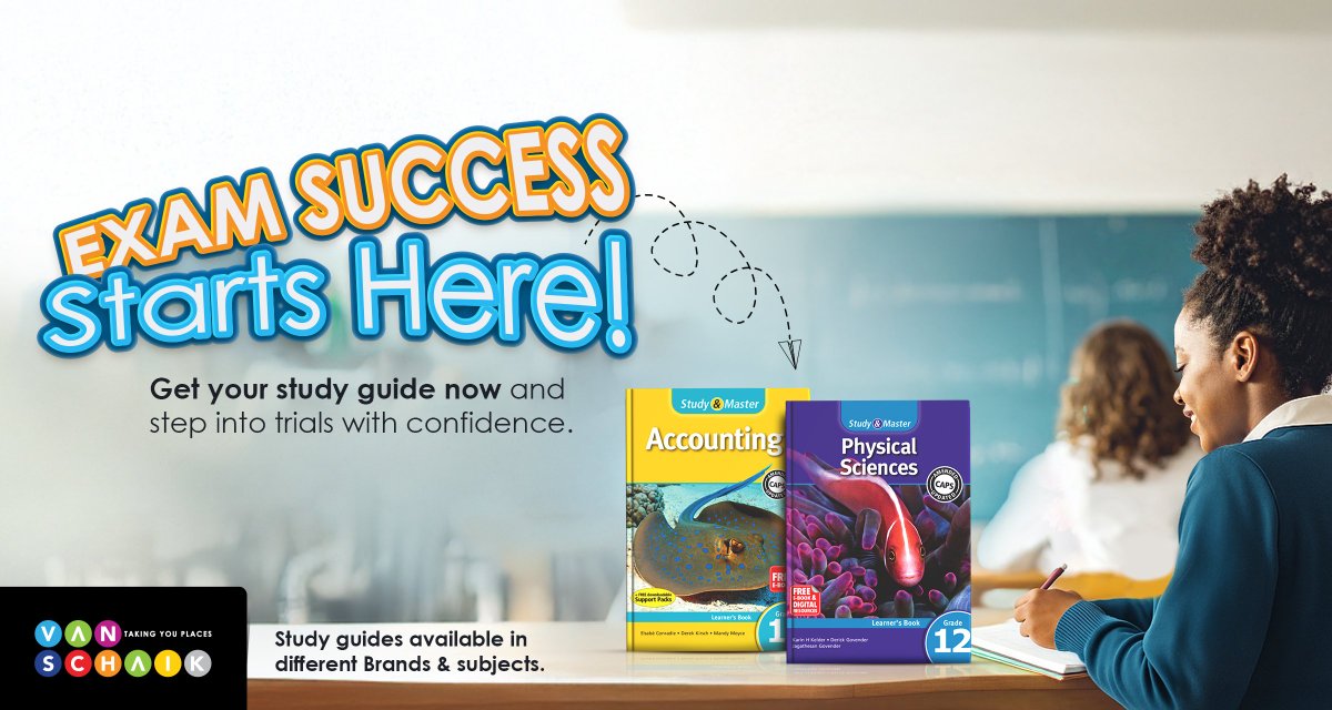 vanschaik1's tweet image. 📚 Exam success starts here!

Get your study guides at Van Schaik &amp;amp; step into the Matric Trials with confidence. 💪 vanschaik.com/page/matric-ex…

Good luck, Class of 2025  you’ve got this! 🍀

#VanSchaik #MatricTrials #GoodLuck