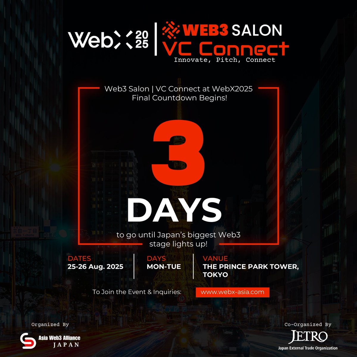 Web3 Salon | Supported by JETRO (@web3salon) on Twitter photo Japan’s top Web3 minds are coming together under one roof at VC Connect — and you’re invited.
Hear from leaders at <a href="/a16zcrypto/">a16z crypto</a>, <a href="/emurgo_kepple/">Emurgo Kepple Ventures</a>, <a href="/polychaincap/">Polychain Capital</a>, <a href="/tenity_global/">Tenity</a>, <a href="/LayerZero_Core/">LayerZero</a> & more!
Connect with founders, investors & accelerators.
Expand your network from Japan’s top Web3 minds are coming together under one roof at VC Connect — and you’re invited.
Hear from leaders at <a href="/a16zcrypto/">a16z crypto</a>, <a href="/emurgo_kepple/">Emurgo Kepple Ventures</a>, <a href="/polychaincap/">Polychain Capital</a>, <a href="/tenity_global/">Tenity</a>, <a href="/LayerZero_Core/">LayerZero</a> & more!
Connect with founders, investors & accelerators.
Expand your network from