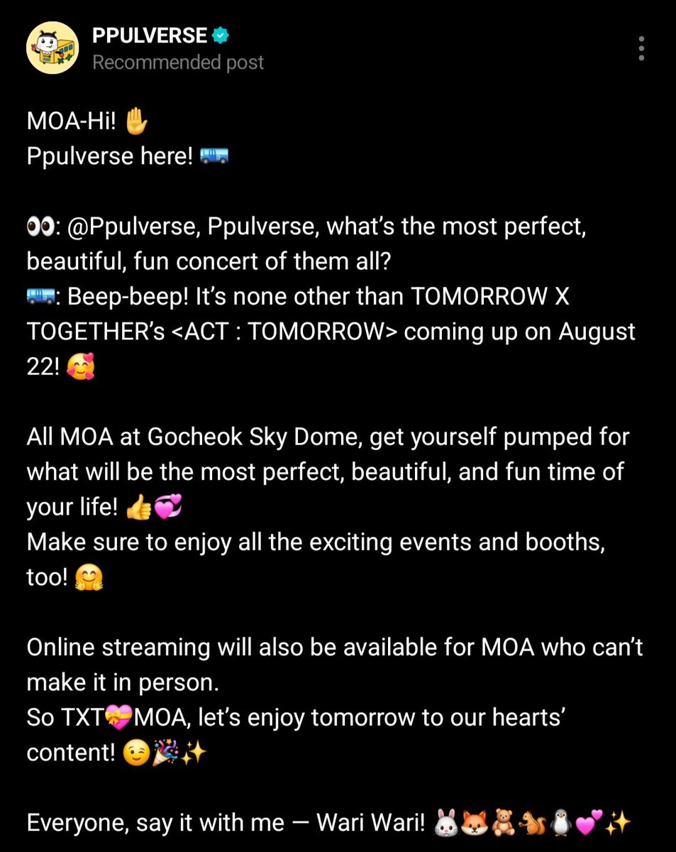 TXTintl_twt's tweet photo. #PPULVERSE Weverse Update 📝

🔗https://t.co/MWSe4GLNmZ

#TOMORROW_X_TOGETHER
#투모로우바이투게더 #TXT https://t.co/GnlYS7By37