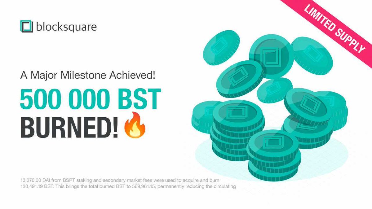 The fire keeps growing for $BST! 

With this latest burn, over half a million $BST tokens are gone forever. 

This round:
▪️ 13,370 $DAI from $BSPT staking + fees
▪️ 130,491.19 $BST sent to burn address

Cumulative total: 569,961.15 $BST burned 
That’s supply permanently reduced,