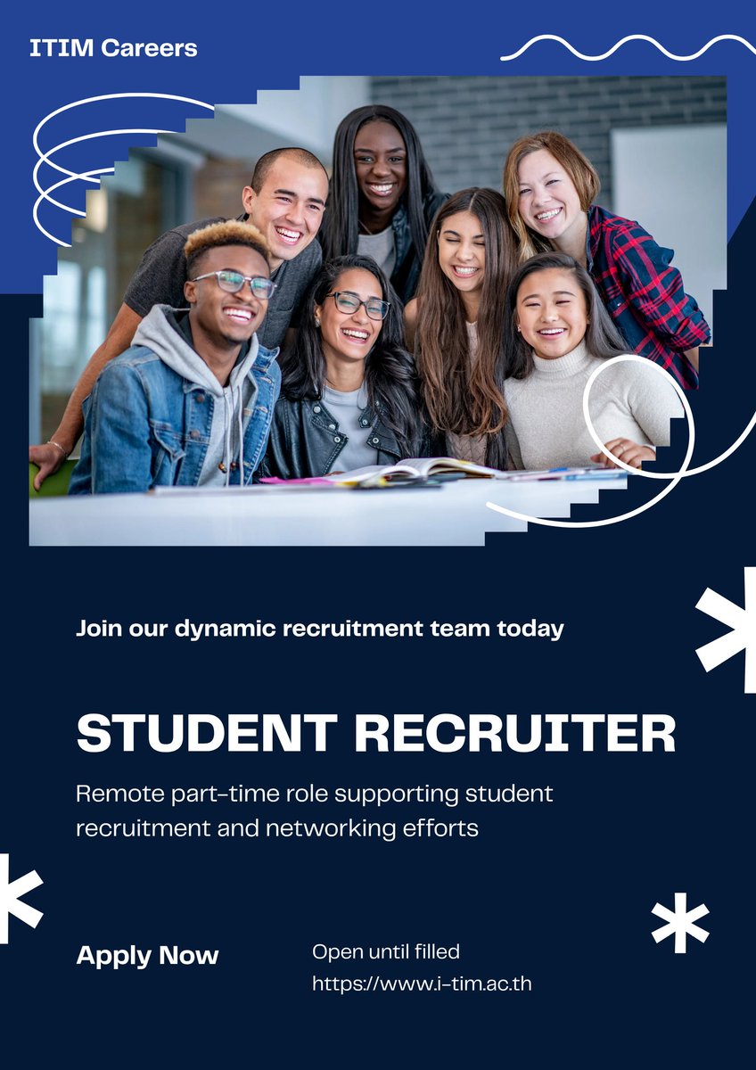 PonyBee's tweet photo. 📢 Job Opportunity at ITIM!
Part-Time Student Recruiter(Remotely)
How to Apply
📩 Send your CV and a short introduction to: wichayakorn.itim@gmail.com cc studentaffairs.itim@gmail.com 
Subject: Apply for Part-Time Student Recruiter
Learn more about us: https://t.co/pSMM5zL64h https://t.co/CTwkuOXV6r