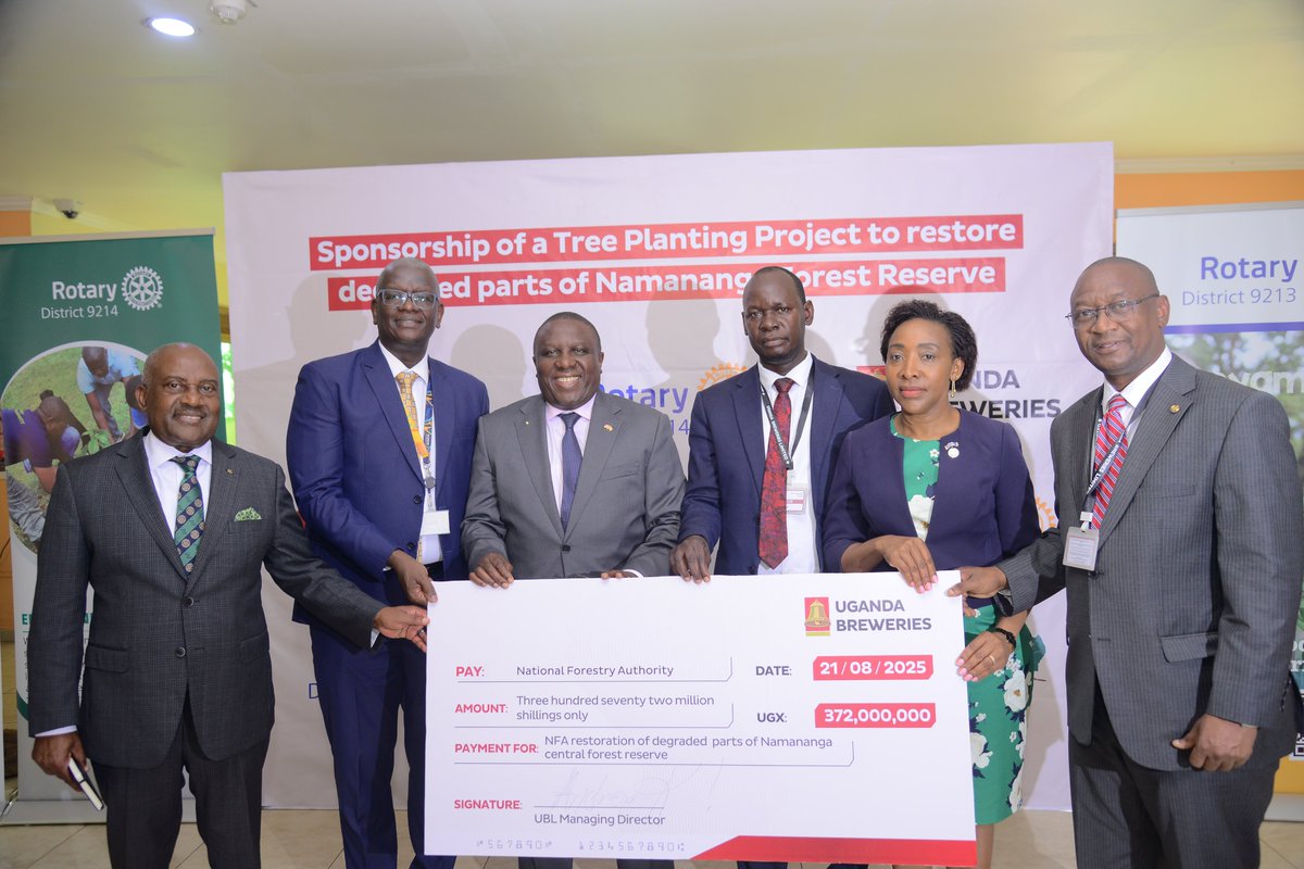 Andrew Kilonzo (@kilonzo_andrew) on Twitter photo I am incredibly proud of Uganda Breweries’ progress on our sustainability journey. Yesterday, we formalised a partnership with <a href="/NFAUG/">National Forestry Authority-Uganda</a> and <a href="/Rotary/">Rotary International</a>, committing UGX 372 million to enable the planting of 80,000 trees and restore the Namananga Central Forest Reserve.
This I am incredibly proud of Uganda Breweries’ progress on our sustainability journey. Yesterday, we formalised a partnership with <a href="/NFAUG/">National Forestry Authority-Uganda</a> and <a href="/Rotary/">Rotary International</a>, committing UGX 372 million to enable the planting of 80,000 trees and restore the Namananga Central Forest Reserve.
This