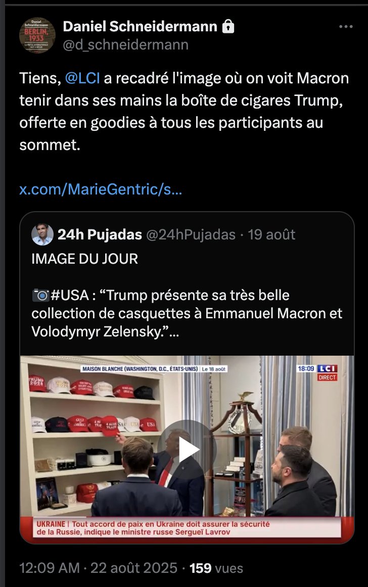 Ce n'est pas une boîte de cigares <a href="/d_schneidermann/">Daniel Schneidermann</a> mais la clé en or de la Maison Blanche qu'il offre à tous ses invités. 

L'histoire de la création de l'objet est assez folle.  Nous avons consacré une vidéo sur le sujet (lien ci-dessous)

Et autre chose <a href="/24hPujadas/">24h Pujadas</a> , ce n'est