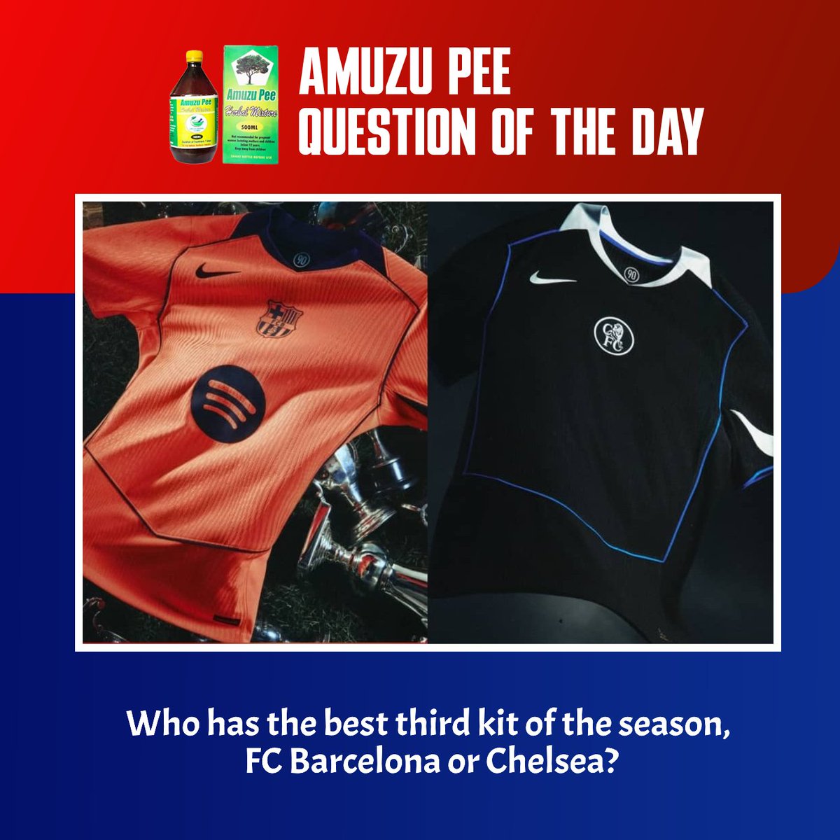Who has the best third kit of the season, FC Barcelona or Chelsea?

#WontumiSportsBuffet
