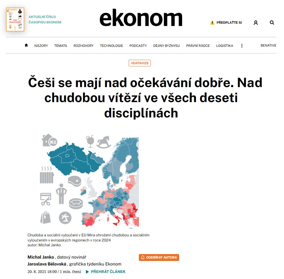 Poslední skaut™ (@posledniskaut) on Twitter photo Týdeník <a href="/ekonom_cz/">Týdeník Ekonom</a>: Čerstvá data z výběrového šetření EU‑SILC ukazují, že Česko si udržuje status země, kde jen málokdo tře bídu s nouzí. Ve všech deseti ukazatelích materiální deprivace jsou na tom Češi lépe než ostatní Evropané. Ve výsledku je tak podíl osob ohrožených chudobou Týdeník <a href="/ekonom_cz/">Týdeník Ekonom</a>: Čerstvá data z výběrového šetření EU‑SILC ukazují, že Česko si udržuje status země, kde jen málokdo tře bídu s nouzí. Ve všech deseti ukazatelích materiální deprivace jsou na tom Češi lépe než ostatní Evropané. Ve výsledku je tak podíl osob ohrožených chudobou
