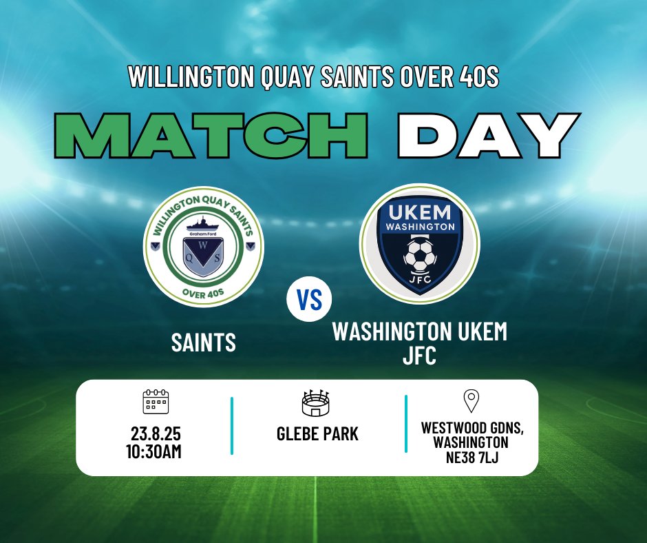 Match Day 3

On the road again this week as we look to build on two good results so far.  Short trip over to Washington UKEM JFC over 40s, support welcomed as always, it should be a good game against two good teams. 

🟢⚪Up the Saints⚪🟢