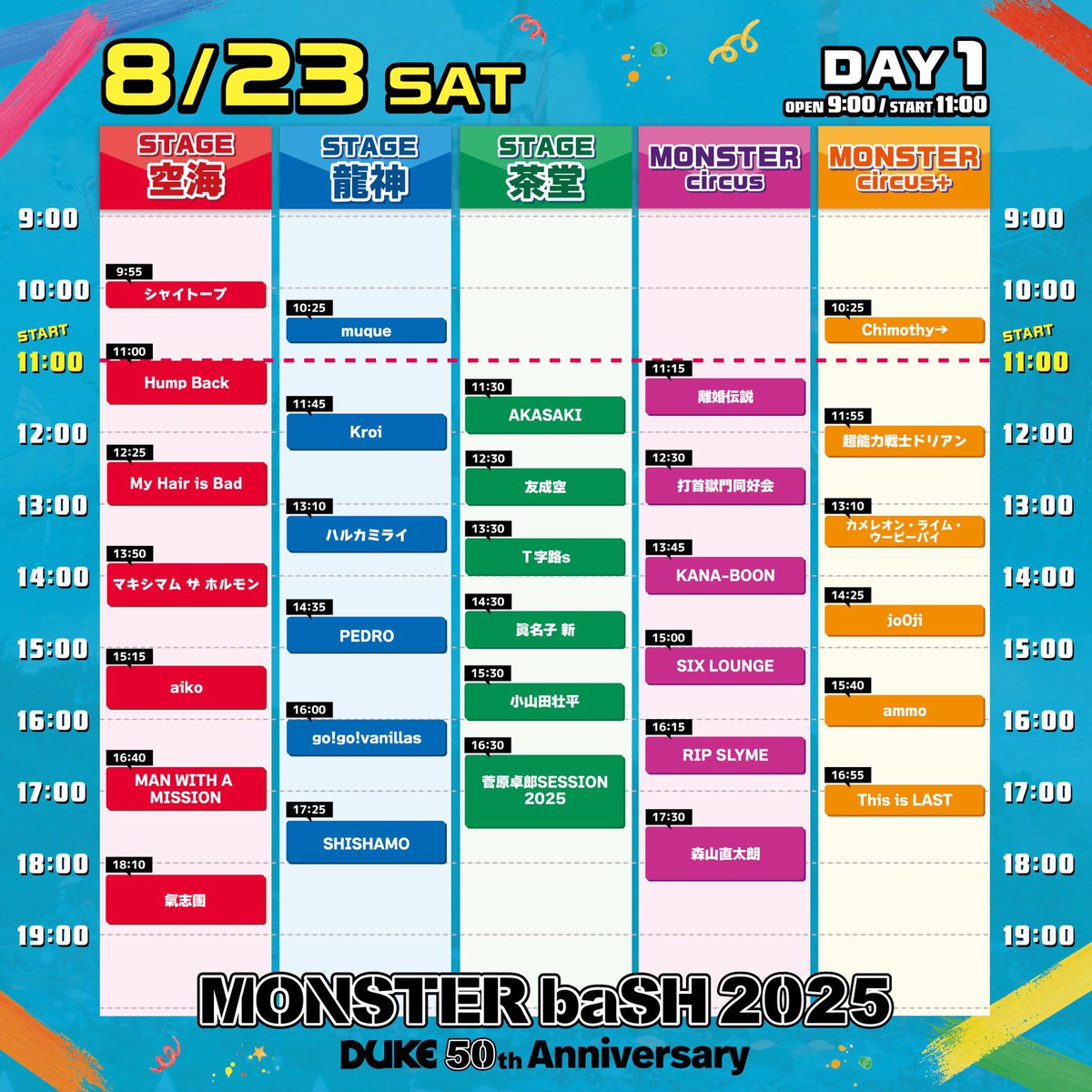 明日8月23日(土)は 香川県・国営讃岐まんのう公園 「MONSTER baSH 2025