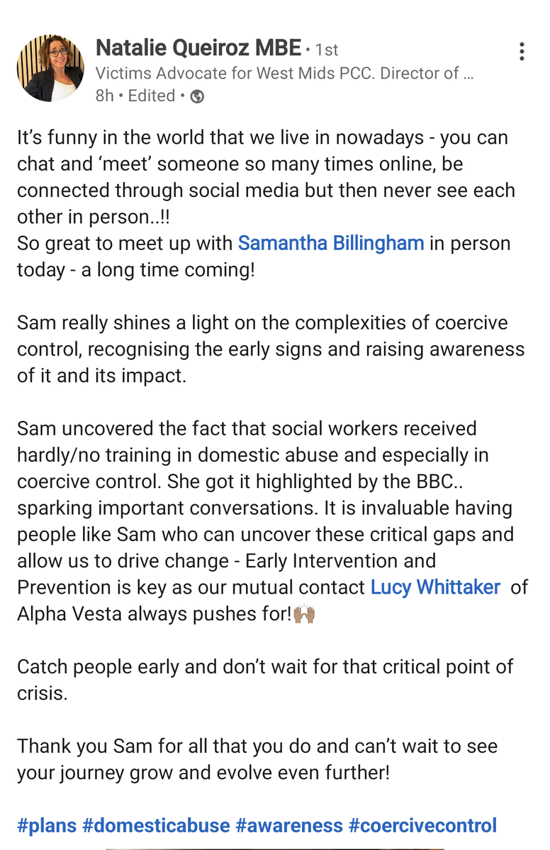Samantha Billingham (@sodasam_) on Twitter photo Such a privilege and pleasure to have met with <a href="/NatalieQueiroz1/">Natalie Queiroz MBE</a> yesterday afternoon π«Ά Such a privilege and pleasure to have met with <a href="/NatalieQueiroz1/">Natalie Queiroz MBE</a> yesterday afternoon π«Ά