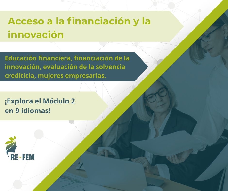 aemprende's tweet image. 💻 Curso #online @REFEMproject – Módulo 2: Acceso a #financiación e innovación.

💡Para mujeres empresarias que quieren:

✅Gestionar sus finanzas con éxito.
✅Evaluar su negocio.
✅Impulsar estrategias innovadoras con DAFO e INNOVATE.

🔗Disponible aquí: bit.ly/45qGAMK
