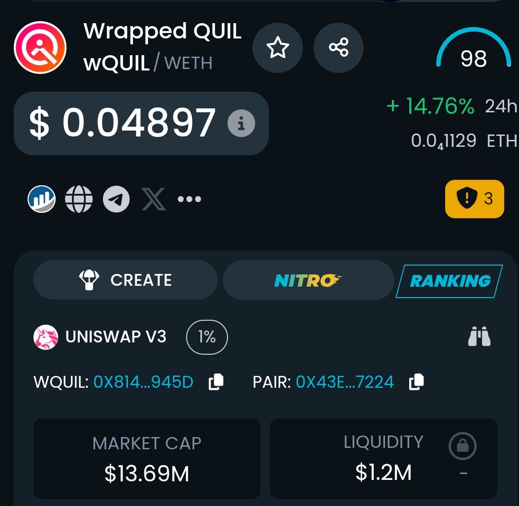 $Wquil başlıyor buradan düşerse bile inanılmaz bir performans sergileyecektşr bu projenin uzun zamandır içindeyim 

Gerçekten Alpha Proje hedeflerim yüksek olacak bu projede